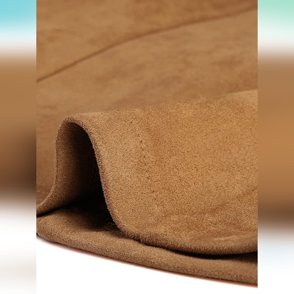 Faux Suede Mid-Thigh Belted Single Breasted Trench Coat Size Medium - Picture 4 of 9